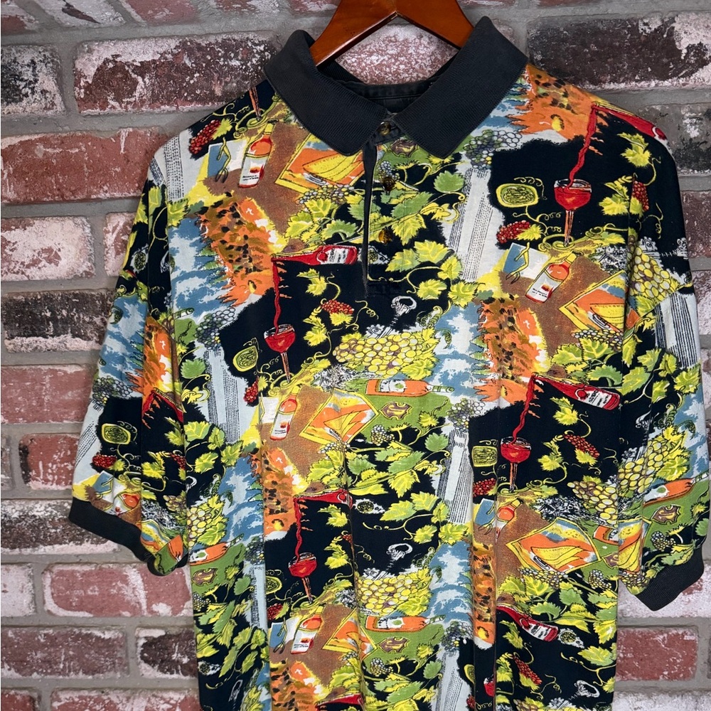 Vintage Men’s Wine Vineyard Themed Short Sleeve Polo, M.E.SPORT